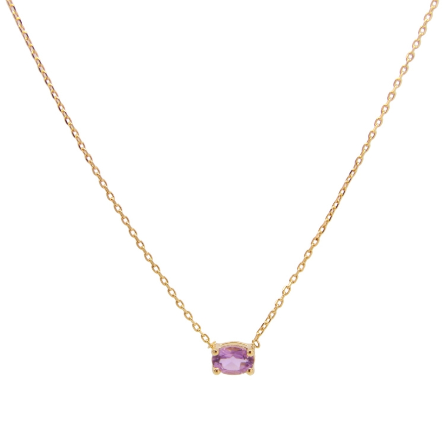 CHAINE AMETHYSTE DORE OR FIN 24K