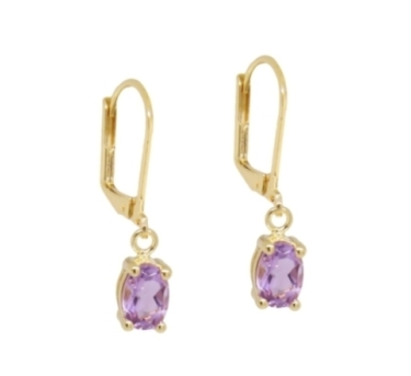 DORMEUSES AMETHYSTE DORE OR FIN 24K