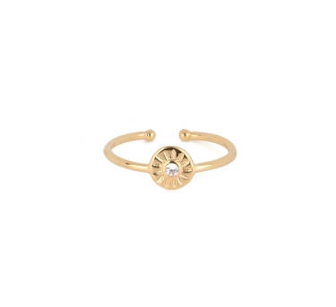 BAGUE SOLEIL ZIRCO WHITE PLAQUE OR 24K