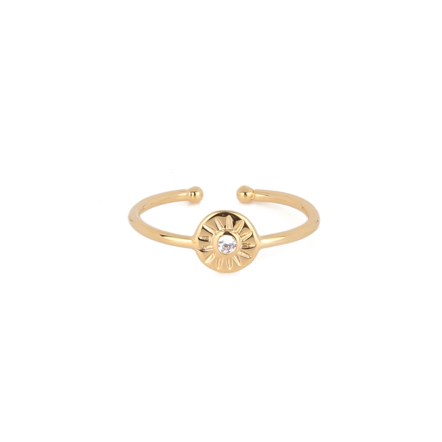 BAGUE SOLEIL ZIRCO WHITE PLAQUE OR 24K