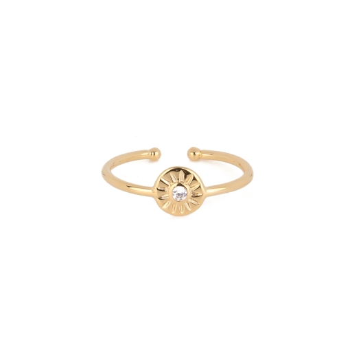 BAGUE SOLEIL ZIRCO WHITE PLAQUE OR 24K