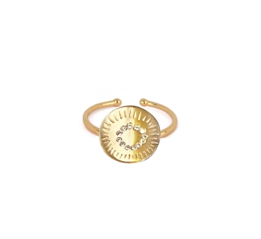 BAGUE GLOW ZIRCONIUM PLAQUE OR FIN 24K
