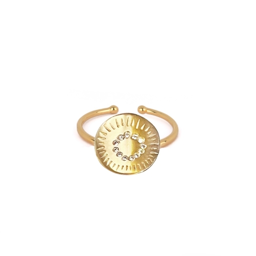 BAGUE GLOW ZIRCONIUM PLAQUE OR FIN 24K