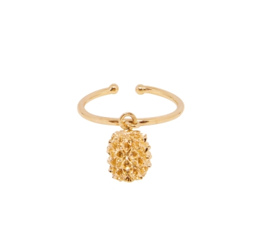 BAGUE GRAINE FILAO PLAQUE OR 24K
