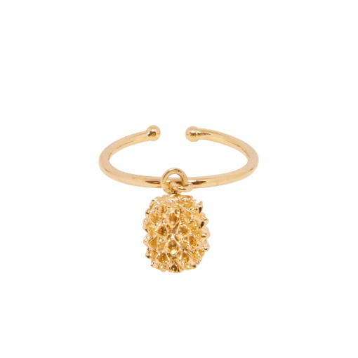 BAGUE GRAINE FILAO PLAQUE OR 24K