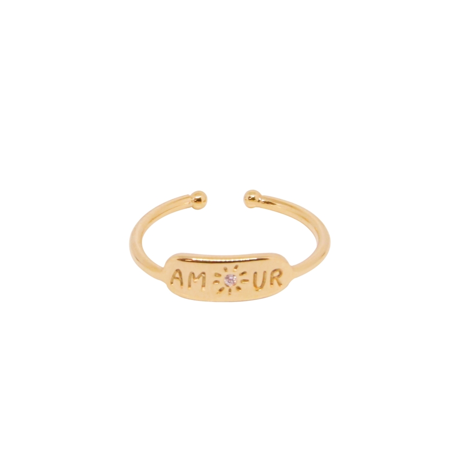 BAGUE AMOUR ZIRCO PLAQUE OR FIN 24K