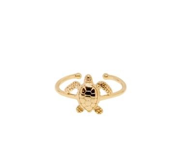 BAGUE TURTLE PLAQUE OR 24K