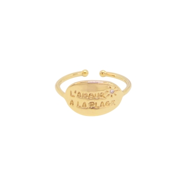 BAGUE L'Amour a La Plage PLAQUE OR FIN 24K