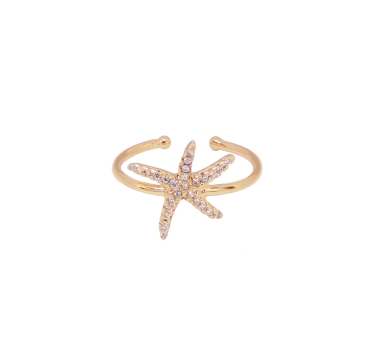 BAGUE Starfish PLAQUE OR FIN 24K