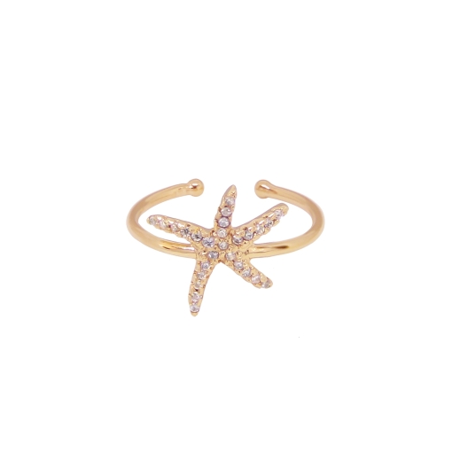 BAGUE Starfish PLAQUE OR FIN 24K
