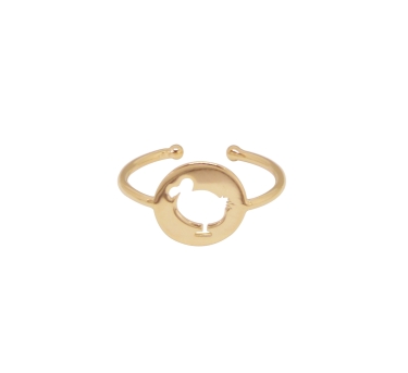 BAGUE MEDAILLE Dodo SHINY DORE OR FIN 24K