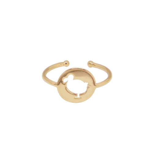 BAGUE MEDAILLE Dodo SHINY DORE OR FIN 24K