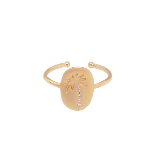 BAGUE Palm MAT PLAQUE OR FIN 24K