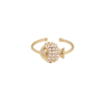 BAGUE Little Fish ZIRCO PLAQUE OR FIN 24K