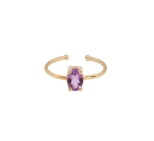 BAGUE AMETHYSTE PLAQUE OR FIN 24K