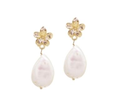 BOUCLES PENDANTES FRANGIPANE PERLES D'EAU DOUCE