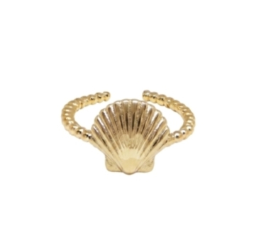 BAGUE BILLES COQUILLA PLAQUE OR FIN 24K