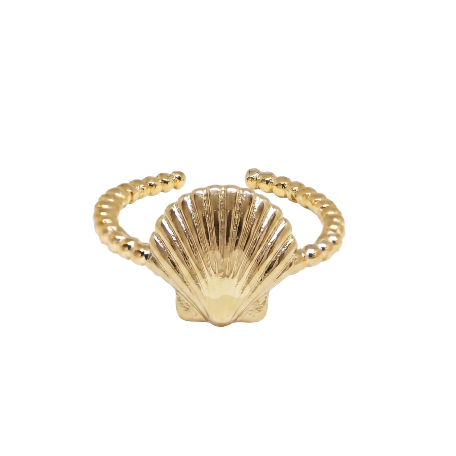 BAGUE BILLES COQUILLA PLAQUE OR FIN 24K