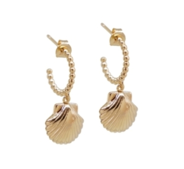 CREOLES OUVERTES BILLES COQUILLA DORE OR FIN 24K