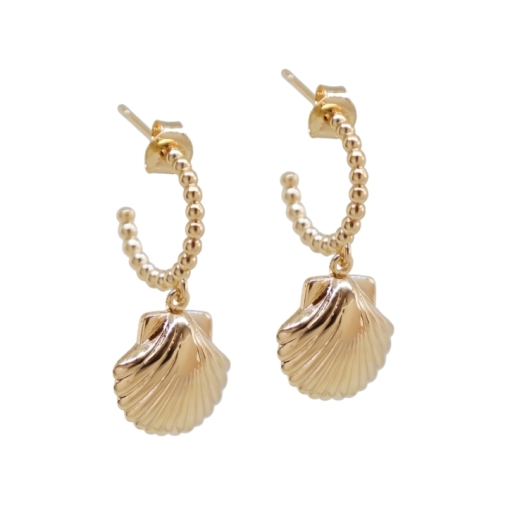 CREOLES OUVERTES BILLES COQUILLA DORE OR FIN 24K