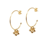 BOUCLES ANNEAUX FRANGIPANE DORE OR FIN 24K