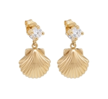PENDANTES COQUILLA ZIRCO DORE OR FIN 24K