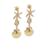 BOUCLES CRUSTACES STARFISH COQUILLA DORE OR FIN 24K