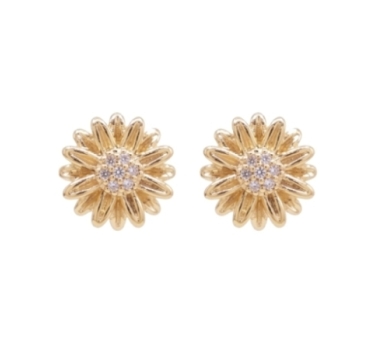 PUCES TOURNESOL ZIRCO DORE OR FIN 24K