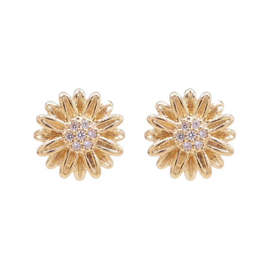 PUCES TOURNESOL ZIRCO DORE OR FIN 24K PUCES TOURNESOL ZIRCO DORE OR FIN 24K
