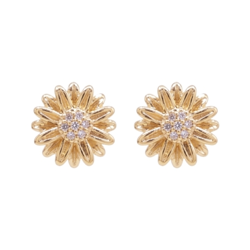 PUCES TOURNESOL ZIRCO DORE OR FIN 24K