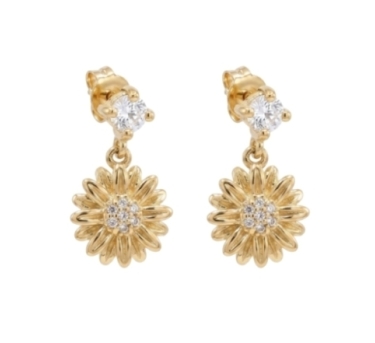 PENDANTES TOURNESOL STONE ZIRCO DORE OR FIN 24K