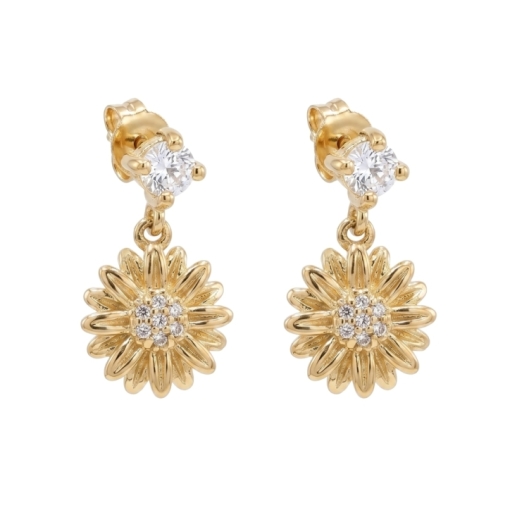 PENDANTES TOURNESOL STONE ZIRCO DORE OR FIN 24K