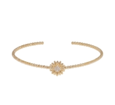 JONC BILLES TOURNESOL ZIRCO DORE OR FIN 24K