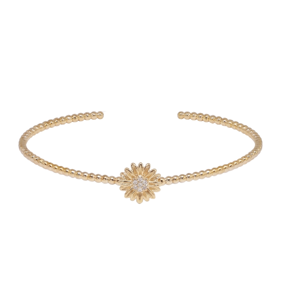 JONC BILLES TOURNESOL ZIRCO DORE OR FIN 24K