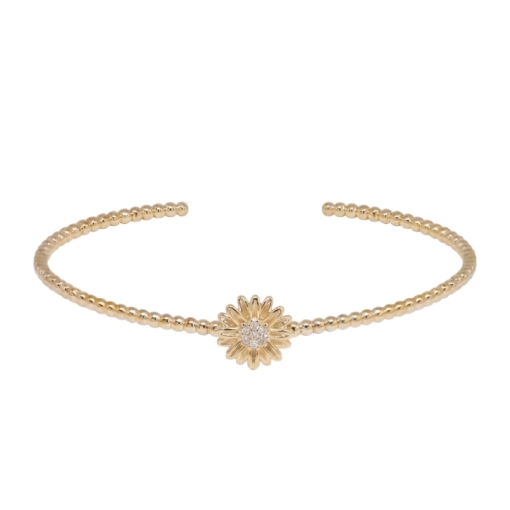 JONC BILLES TOURNESOL ZIRCO DORE OR FIN 24K