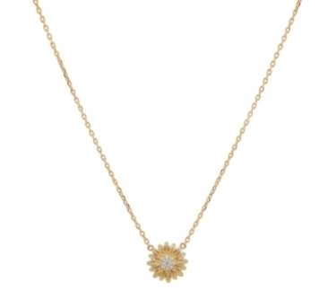 CHAINE TOURNESOL ZIRCO DORE OR FIN 24K