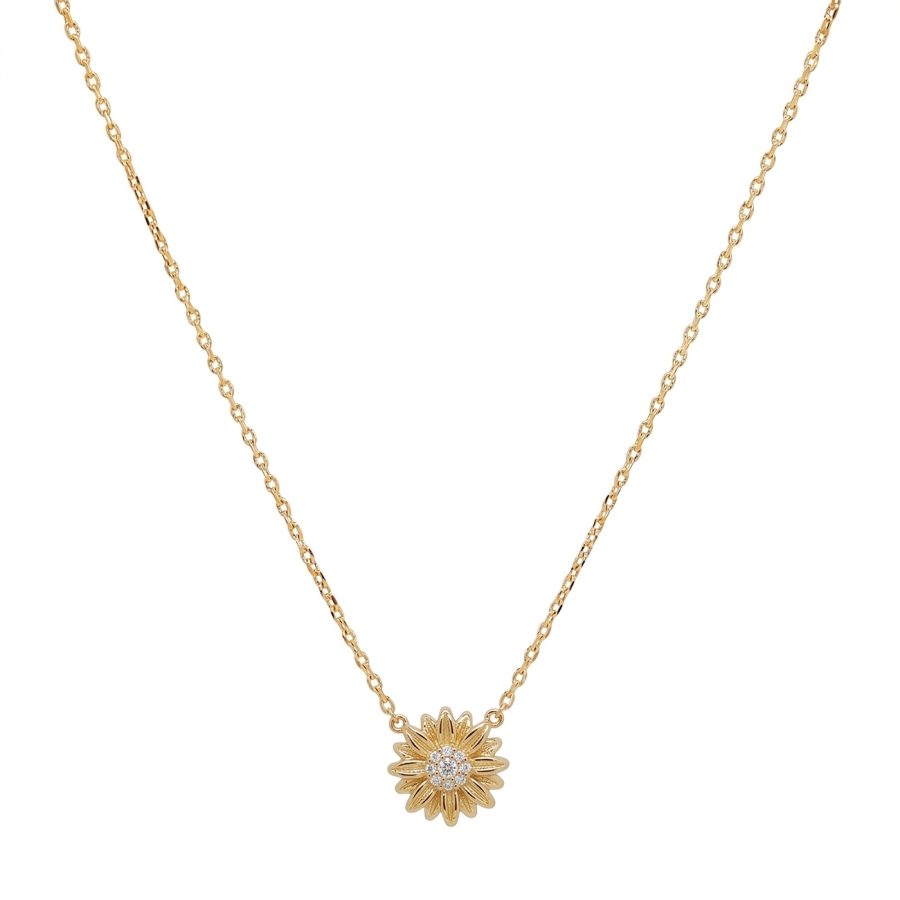 CHAINE TOURNESOL ZIRCO DORE OR FIN 24K