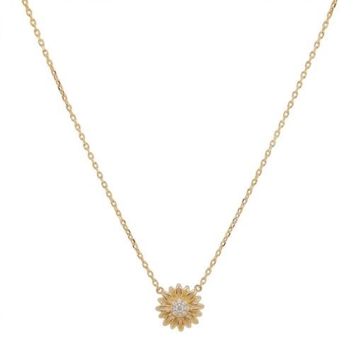 CHAINE TOURNESOL ZIRCO DORE OR FIN 24K