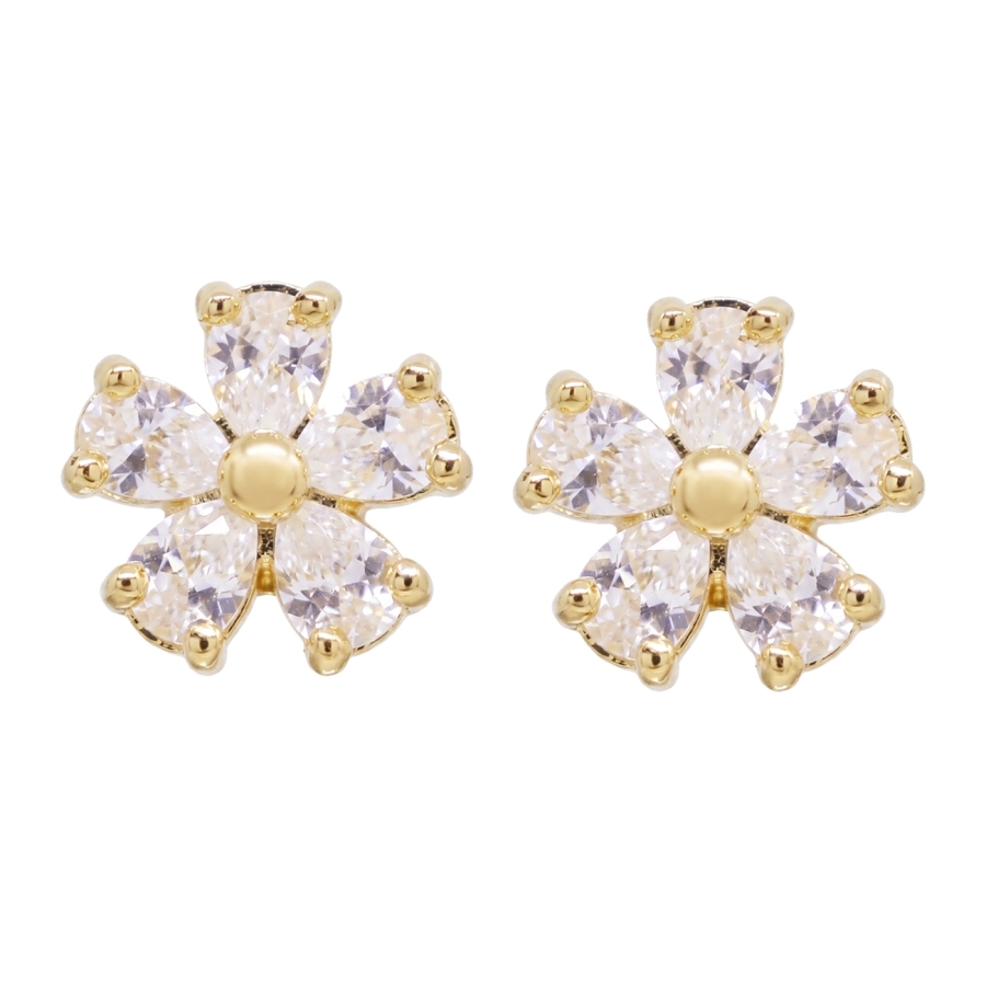 PUCES FLOWER ZIRCO DORE OR FIN 24K PUCES FLOWER ZIRCO DORE OR FIN 24K