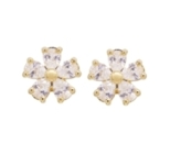 PUCES FLOWER ZIRCO DORE OR FIN 24K PUCES FLOWER ZIRCO DORE OR FIN 24K