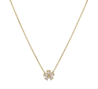 CHAINE FLOWER ZIRCO 44CM DORE OR FIN 24K