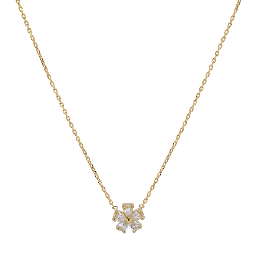 CHAINE FLOWER ZIRCO 44CM DORE OR FIN 24K