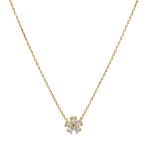 CHAINE FLOWER ZIRCO 44CM DORE OR FIN 24K