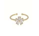 BAGUE FLOWER ZIRCO PLAQUE OR 24K BAGUE FLOWER ZIRCO PLAQUE OR 24K
