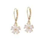 DORMEUSES FLOWER ZIRCO DORE OR FIN 24K
