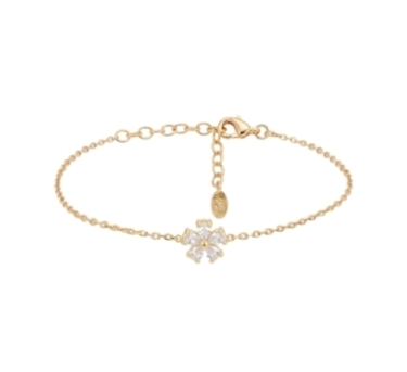 BRACELET FLOWER ZIRCO DORE OR FIN 24K