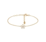 BRACELET FLOWER ZIRCO DORE OR FIN 24K