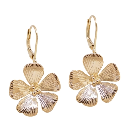 DORMEUSES HIBISCUS DORE OR FIN 24K