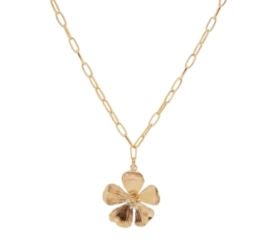 CHAINE HIBISCUS DORE OR FIN 24K