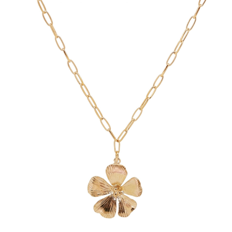 CHAINE HIBISCUS DORE OR FIN 24K
